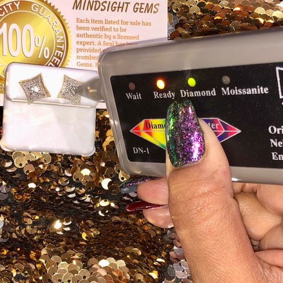 Authentic Turkish made Natural REAL Diamond custom made earrings 1/4ct Christmas - Picture 2 of 5